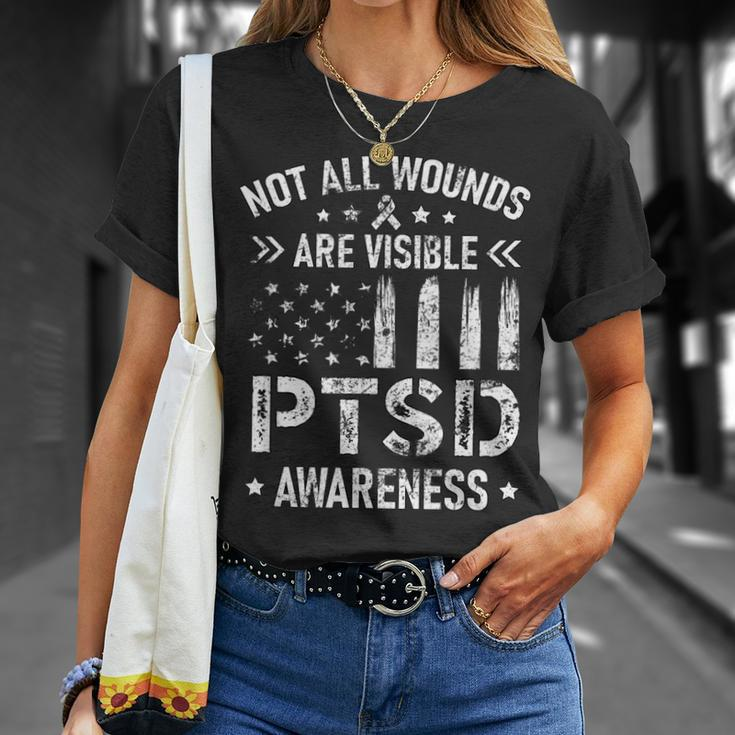Not All Wounds Are Visible Ptsd Awareness Us Veteran Soldier T-Shirt Gifts for Her