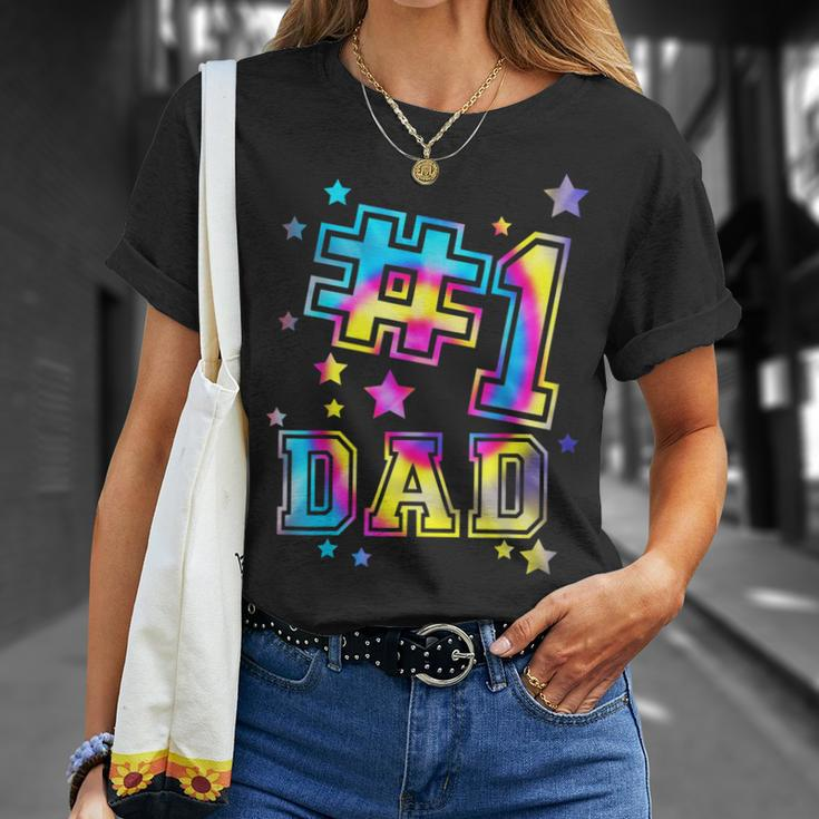 Number One 1 Dad Tie Dye Daddy Fathers Day Best Dad Ever Unisex T-Shirt Gifts for Her