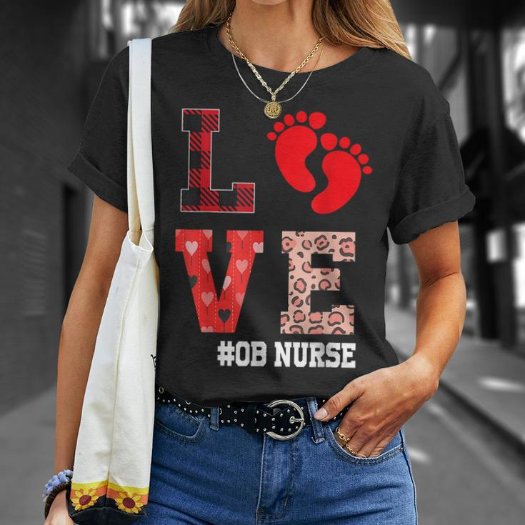 Ob Nurse Love Valentines Day Leopard Plaid Hearts Nursing T-shirt Gifts for Her
