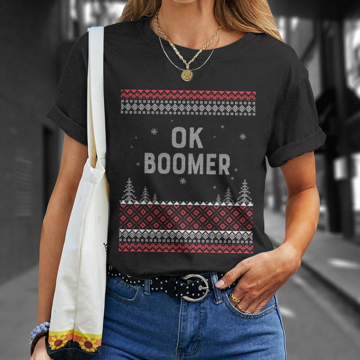 Ok Boomer Millenials Gen Z Generation Ugly Christmas Sweater Cool Gift Unisex T-Shirt Gifts for Her