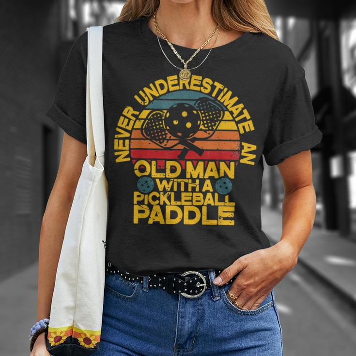 An Old Man With A Pickleball Paddle Men Dad T-Shirt Gifts for Her