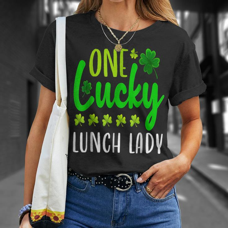 One Lucky Lunch Lady St Patricks Day Irish Shamrock T-Shirt Gifts for Her