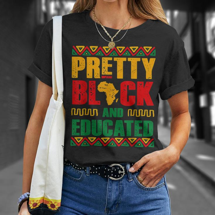Pretty Black And Educated Women African Map Black History T-Shirt Gifts for Her