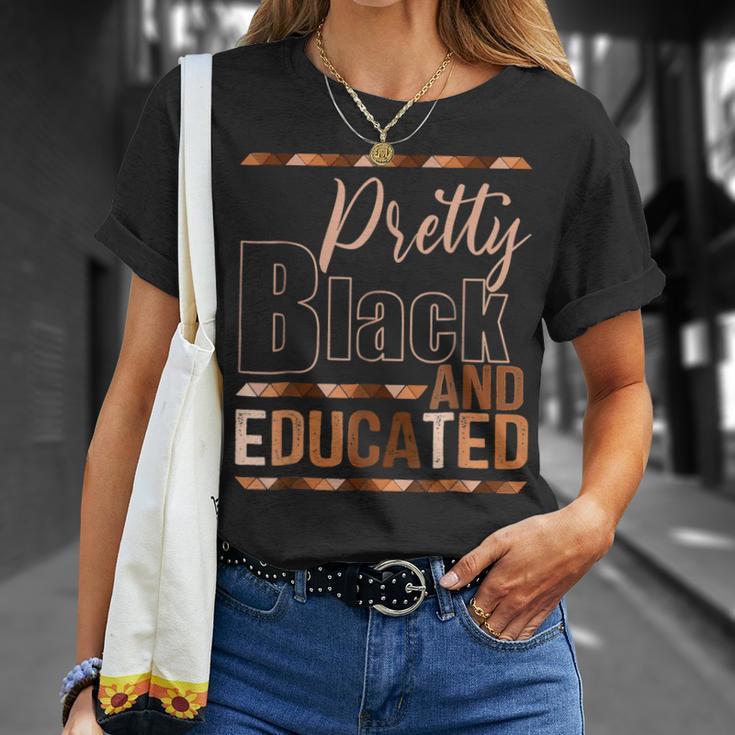 Pretty Black And Educated African Pride Black Month History T-Shirt Gifts for Her