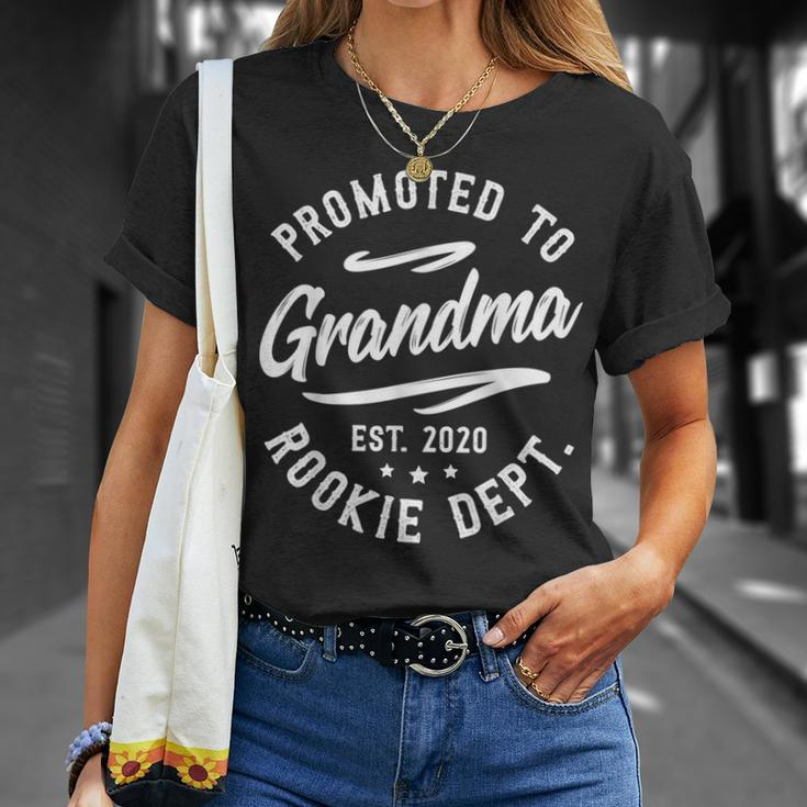 Promoted To Grandma Est 2020 Rookie Dept Mom Surprise Gift Unisex T-Shirt Gifts for Her