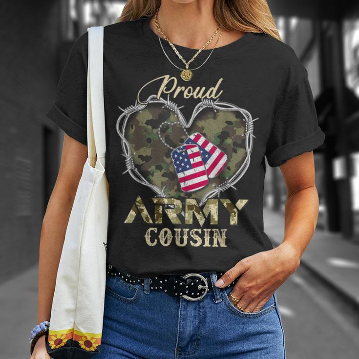Proud Army Cousin With Heart American Flag For Veteran T-Shirt Gifts for Her