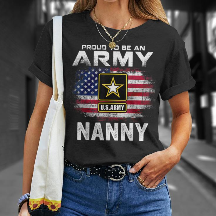 Proud To Be An Army Nanny With American Flag Veteran T-Shirt Gifts for Her