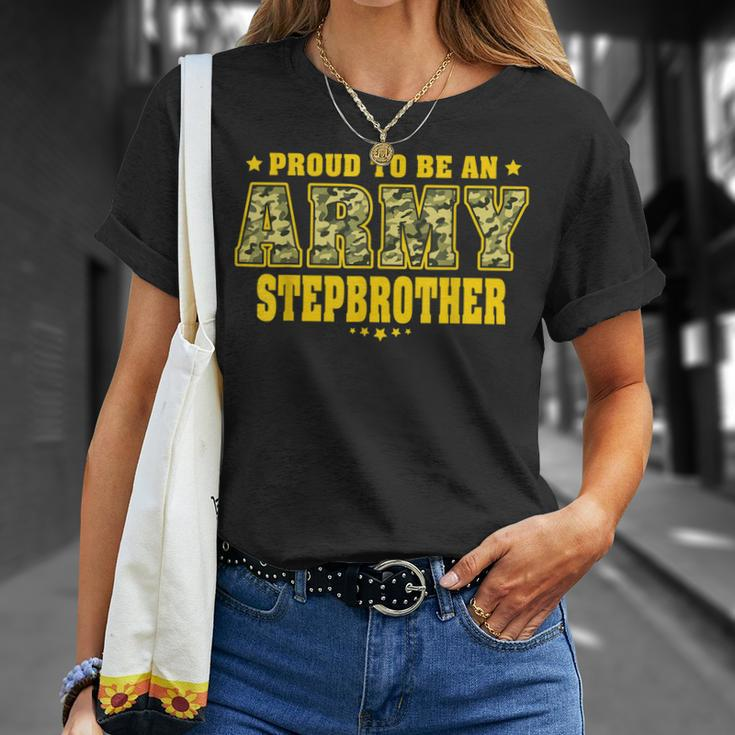 Proud To Be An Army Stepbrother Camo Military Stepsibling T-Shirt Gifts for Her