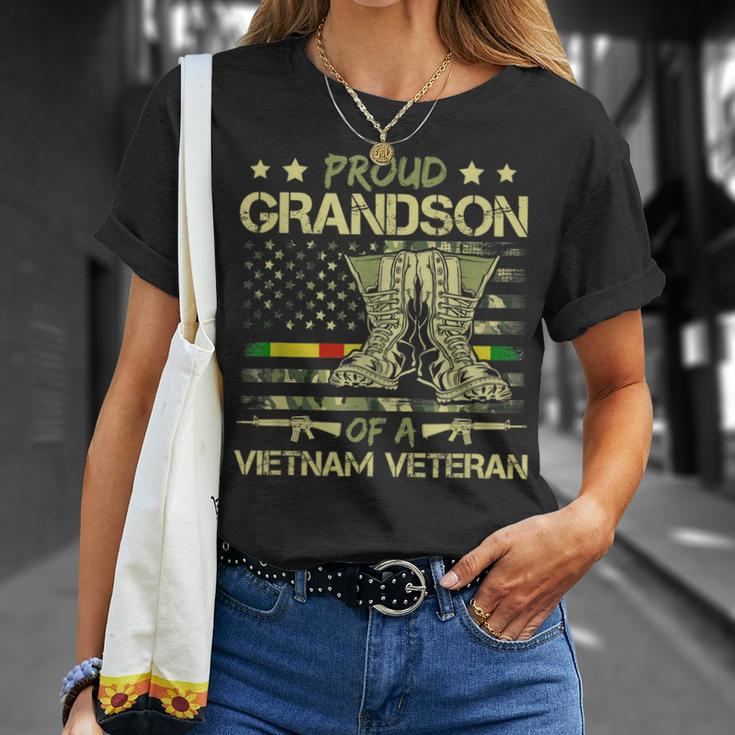 Proud Grandson Of A Vietnam Veteran American Flag Unisex T-Shirt Gifts for Her