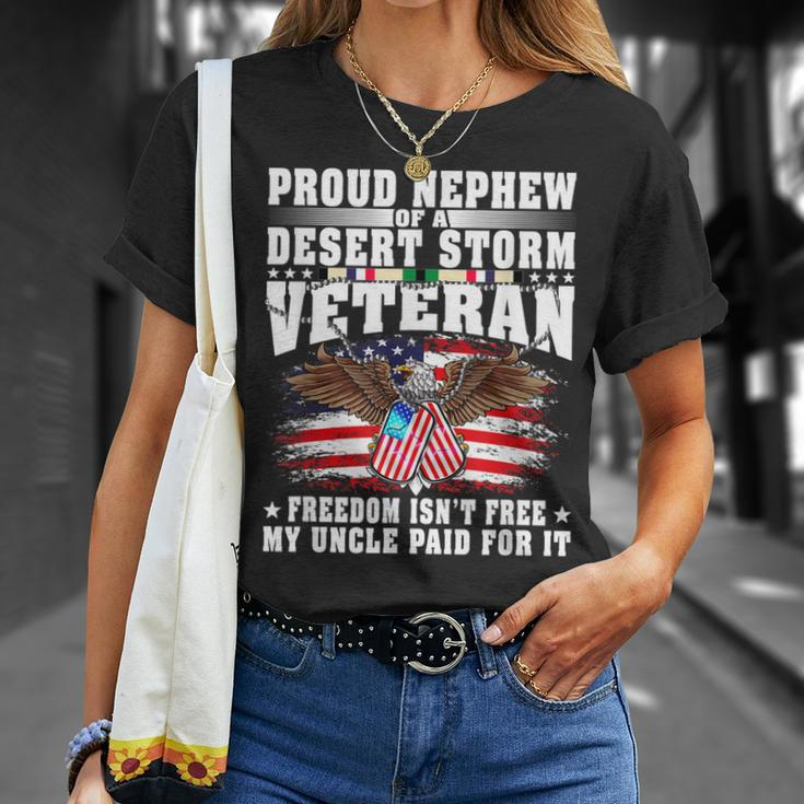 Proud Nephew Of Desert Storm Veteran Freedom Isnt Free T-shirt Gifts for Her