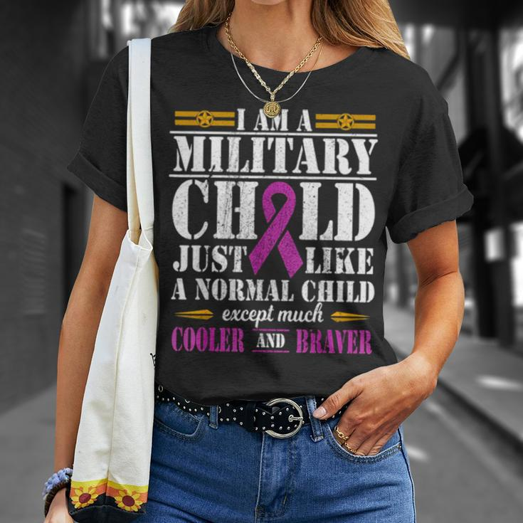 Proud Patriotic Military Brat Military Child Month Purple Up Unisex T-Shirt Gifts for Her