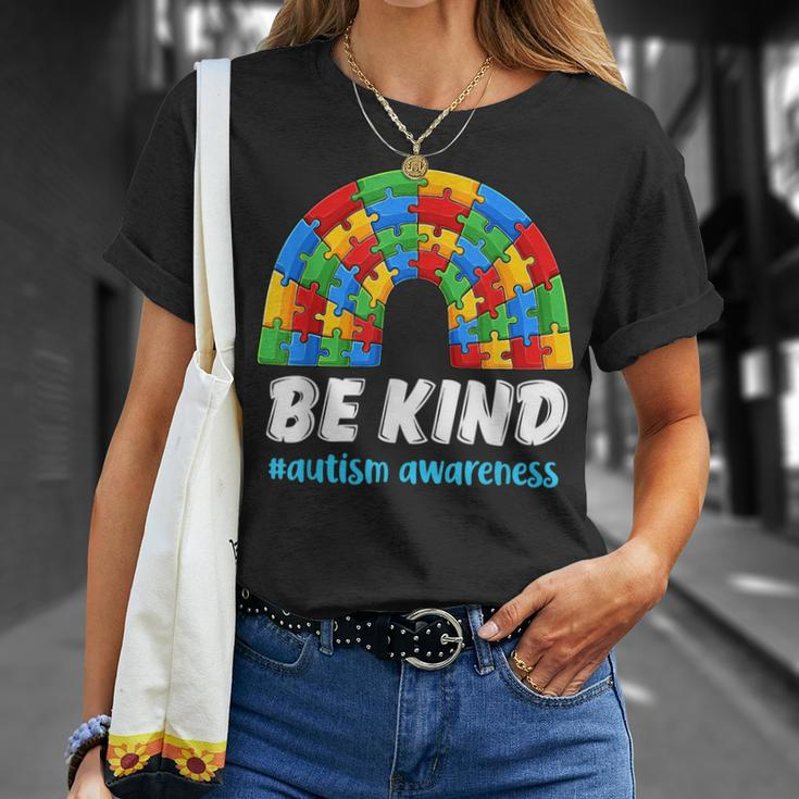 Rainbow Puzzle Autism Support Be Kind Autism Awareness Unisex T-Shirt Gifts for Her