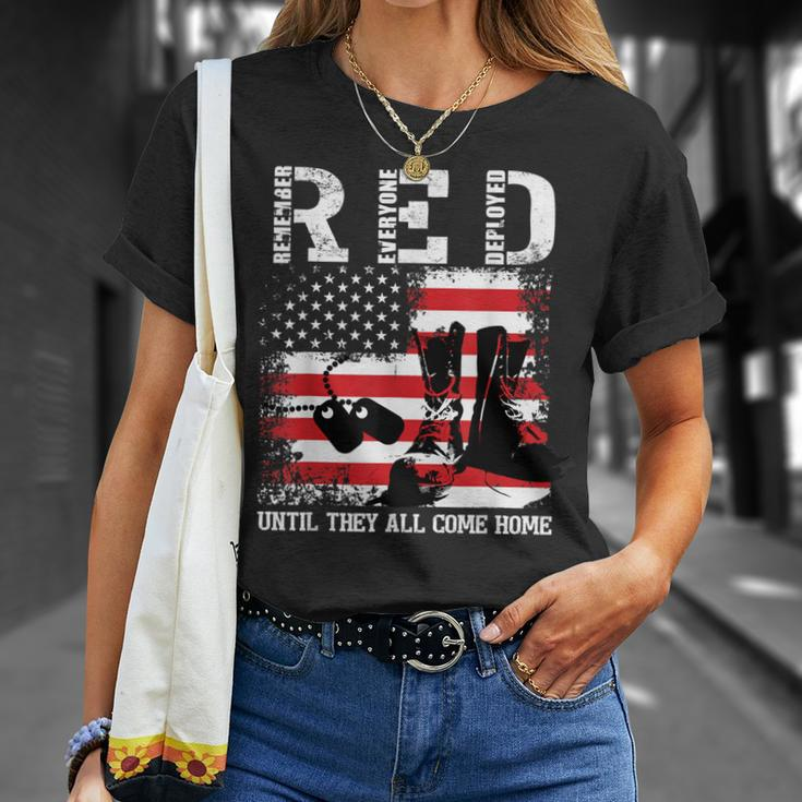 Red Friday Remember Everyone Deployed Usa Flag Army Military Unisex T-Shirt Gifts for Her