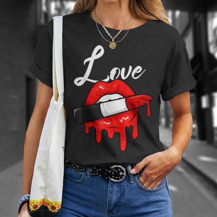 Red Lipstick Lips Love Valentines Day Make Up Valentines T-Shirt Gifts for Her