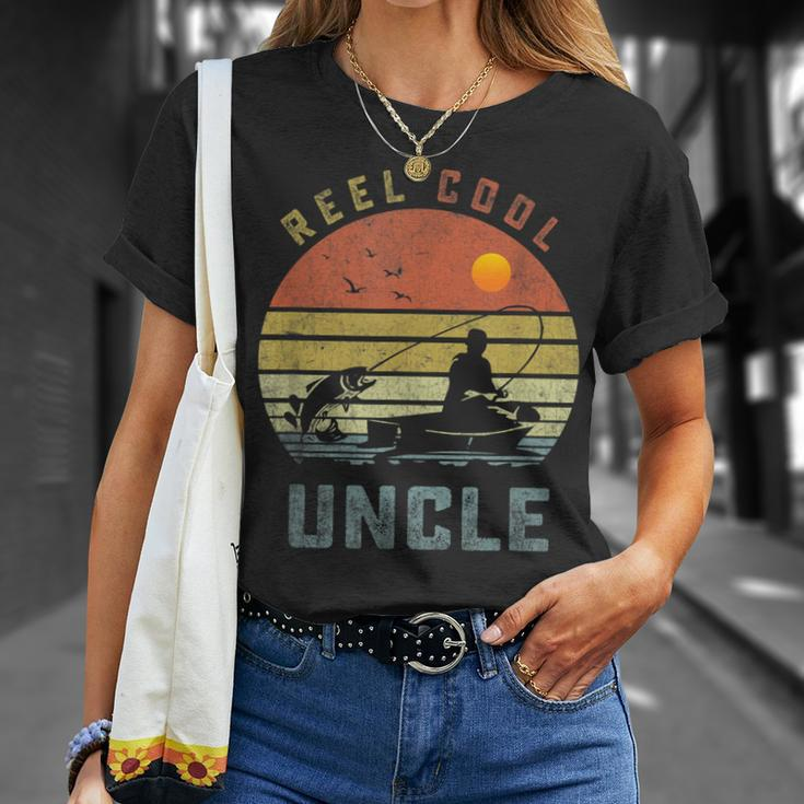 Reel Cool Uncle Fishing Dad Gifts Fathers Day Fisherman Unisex T-Shirt Gifts for Her