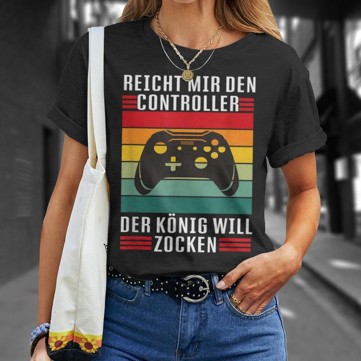 Reichet Mir Den Controller König Zocken I Konsole Gamer T-Shirt Geschenke für Sie