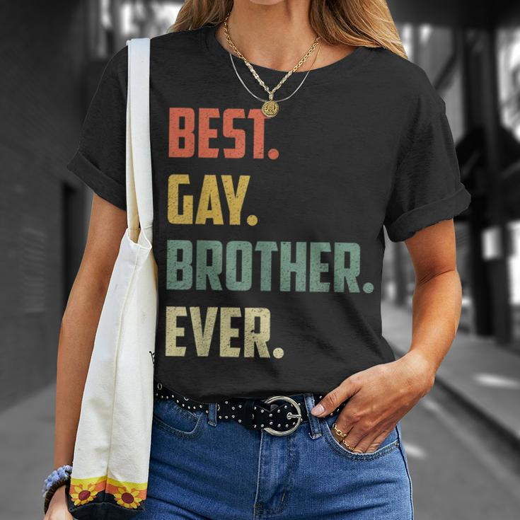 Retro Best Gay Brother Ever Cool Gay Gift Unisex T-Shirt Gifts for Her