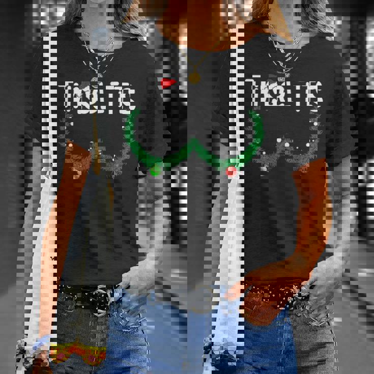 NEW! Jingle Balls Tinsel Tits Christmas Matching Couples Men Woman Fun T- Shirts