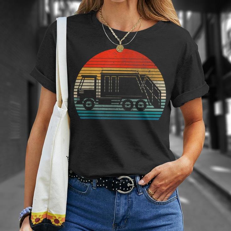 Retro Recycling Trash Garbage Truck Sunset Old School Party Unisex T-Shirt Gifts for Her