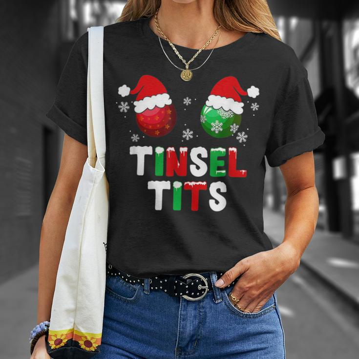 Retro Tinsel Tits And Jingle Balls Matching Christmas T-shirt Gifts for Her