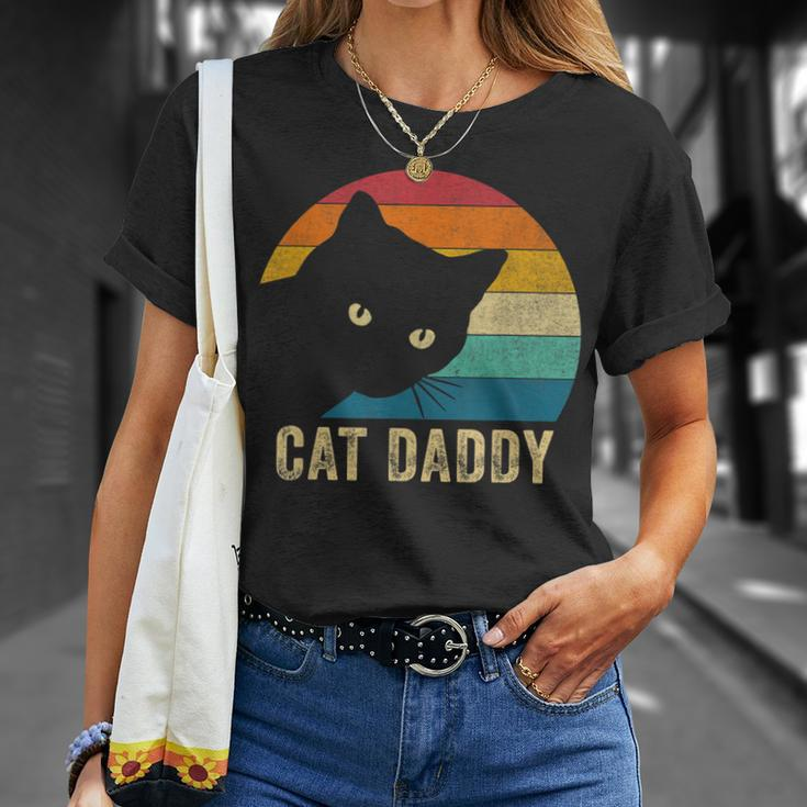 Retro Vintage Cat Daddy Funny Cat Dad Gifts Fathers Day Unisex T-Shirt Gifts for Her