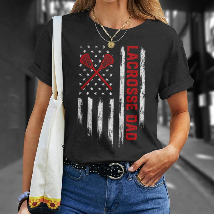 Mens Retro Vintage Usa American Flag Lacrosse Dad Patriotic T-Shirt Gifts for Her