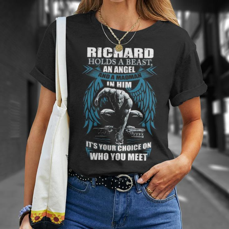 Richard Name Gift Richard And A Mad Man In Him V2 Unisex T-Shirt Gifts for Her