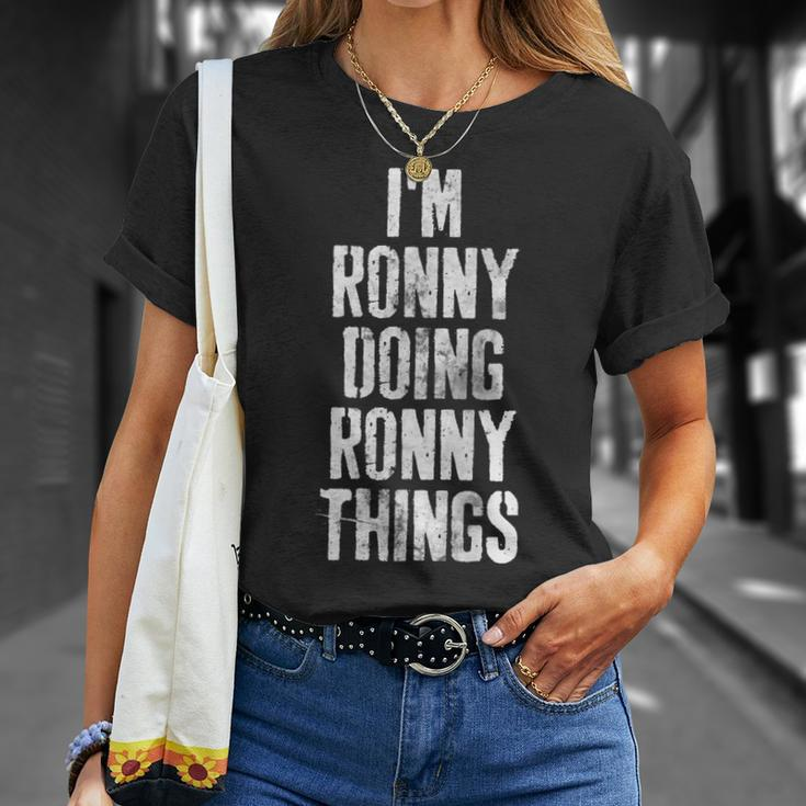 Im Ronny Doing Ronny Things Personalized First Name T-Shirt Gifts for Her