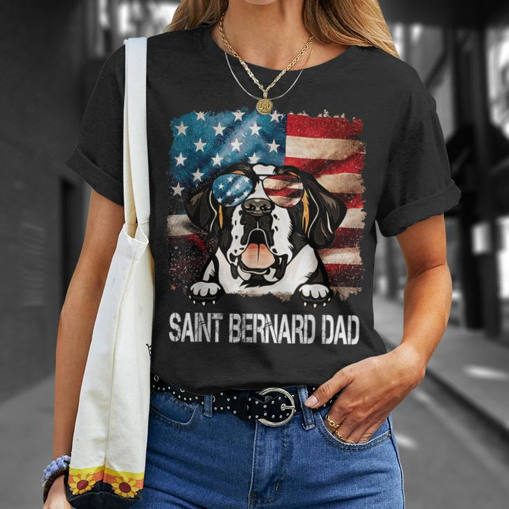 Saint Bernard Dad American Flag 4Th Of July Dog Fathers Day Gift For Mens Unisex T-Shirt Gifts for Her