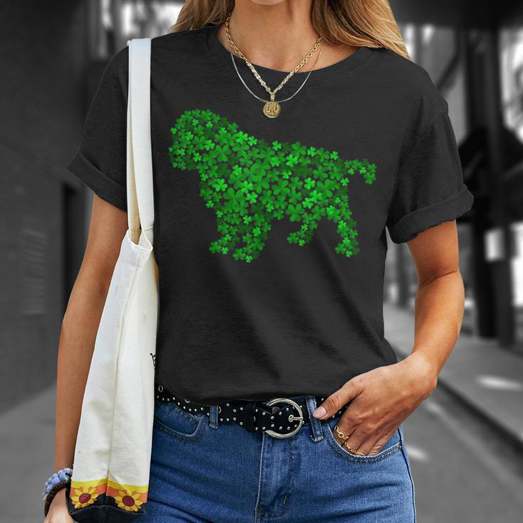 Saint Bernard Dog Shamrock Leaf St Patrick Day T-Shirt Gifts for Her