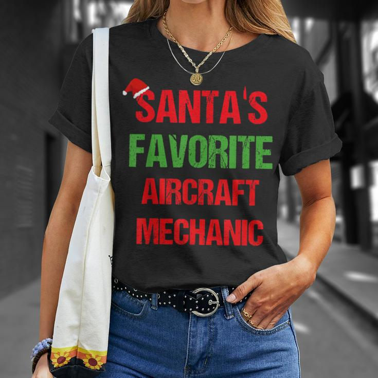 Santas Favorite Aircraft Mechanic Funny Christmas Gift Unisex T-Shirt Gifts for Her