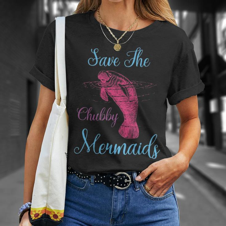 Save The Chubby Mermaids Funny Love Manatee Unisex T-Shirt Gifts for Her