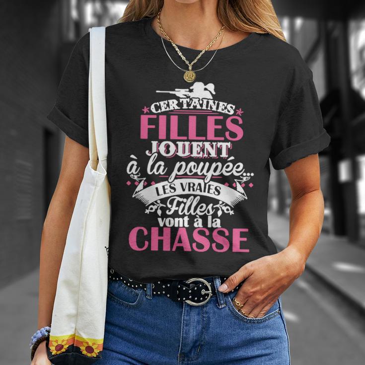 Schwarzes Damen-T-Shirt mit Jagd-Motiv, Französischer Spruch Geschenke für Sie