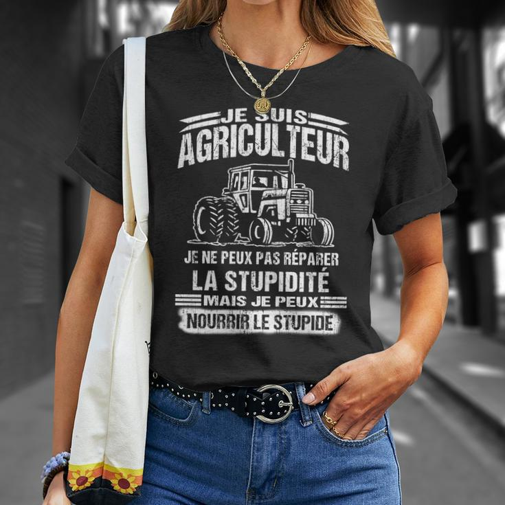 Schwarzes T-Shirt mit Je suis Agriculteur, Traktor-Design für Landwirte Geschenke für Sie