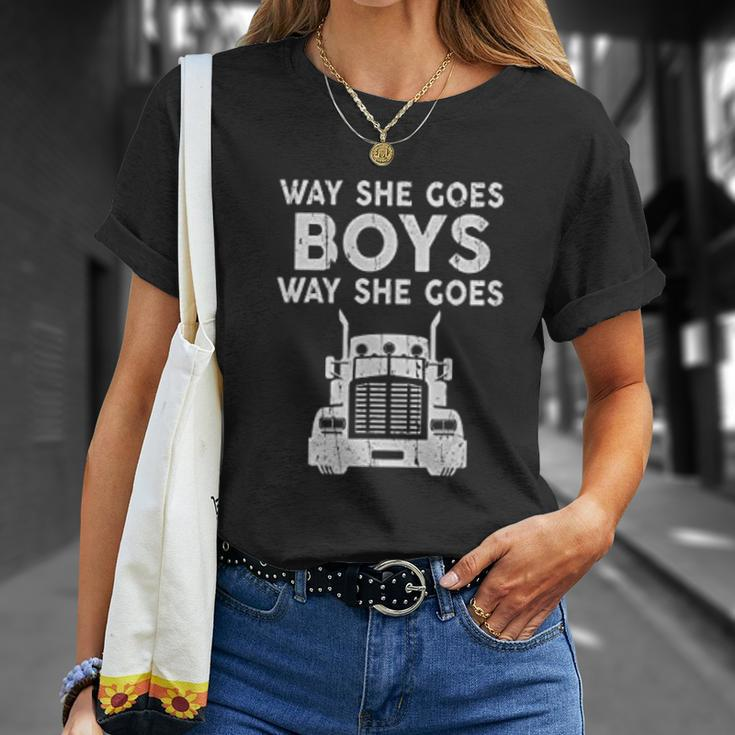 Way She Goes Boys Way She Goes Truck Trucker T-shirt Gifts for Her