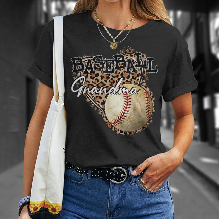 Softball Baseball Grandma Leopard Mothers Day Unisex T-Shirt Gifts for Her