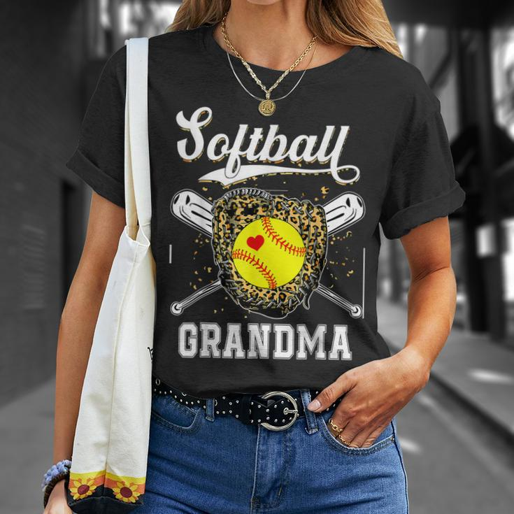 Softball Grandma Leopard Game Day Softball Mother’S Day Unisex T-Shirt Gifts for Her