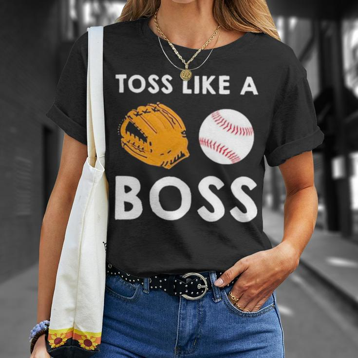 Softball Toss Like A Boss Sports Pitcher Team Ball Glove Cool Unisex T-Shirt Gifts for Her
