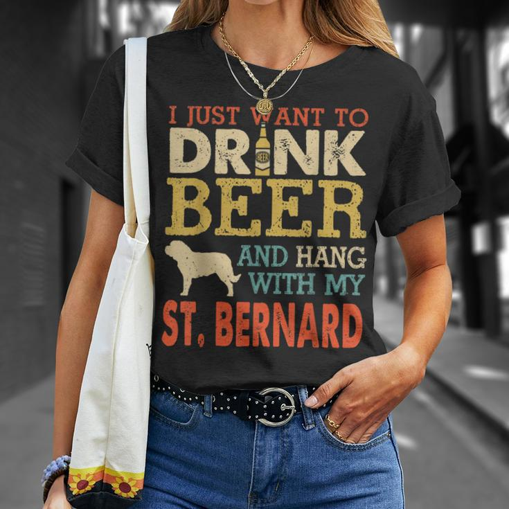 St Bernard Dad Drink Beer Hang With Dog Men Vintage T-Shirt Gifts for Her