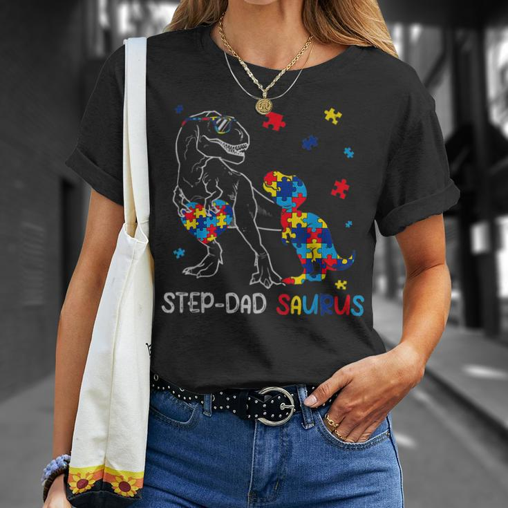 Step Dad Saurus Autism Awareness Day Autistic Dinosaur Unisex T-Shirt Gifts for Her