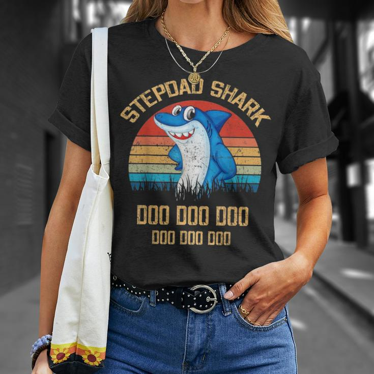 Stepdad Shark Fathers Day Gift Unisex T-Shirt Gifts for Her