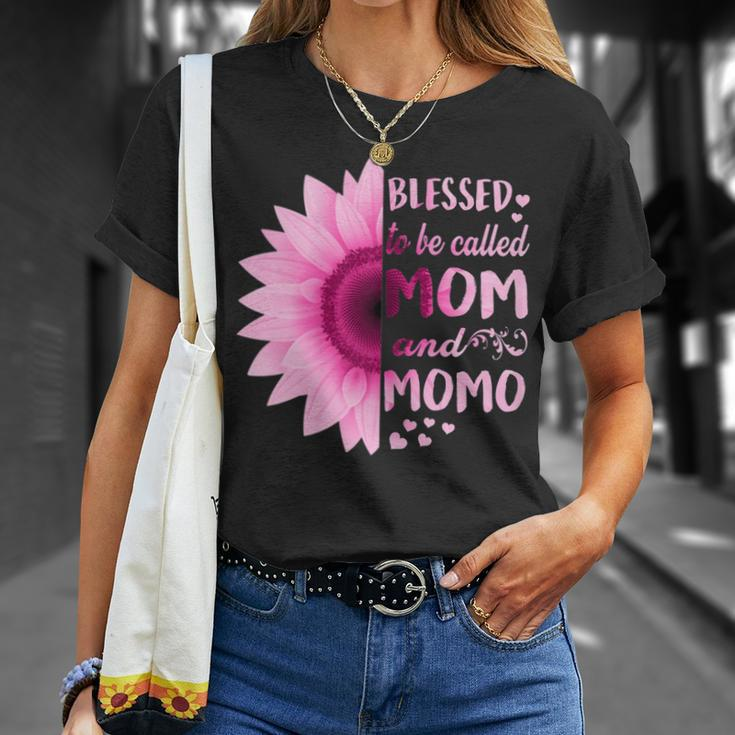 Sunflower Blessed To Be Called Mom And Momo Gift For Womens Unisex T-Shirt Gifts for Her