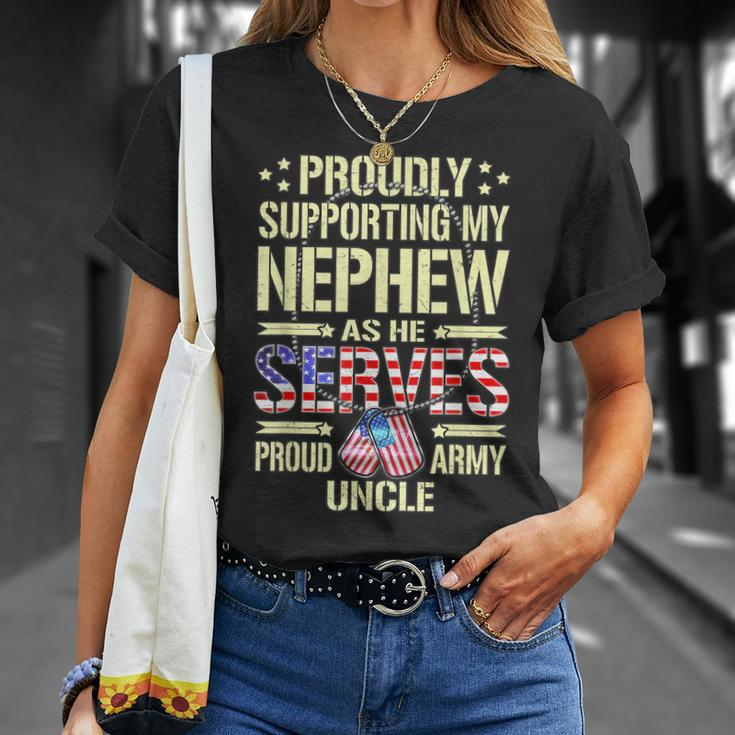Mens Supporting My Nephew As He Serves - Proud Army Uncle T-shirt Gifts for Her