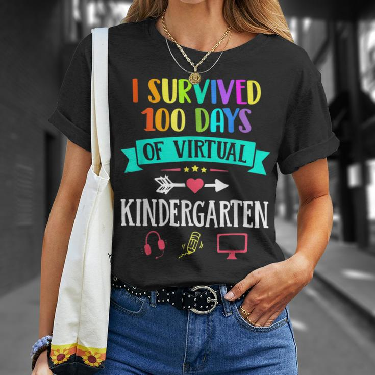 I Survived 100 Days Of Virtual Kindergarten Teacher Kid T-Shirt Gifts for Her