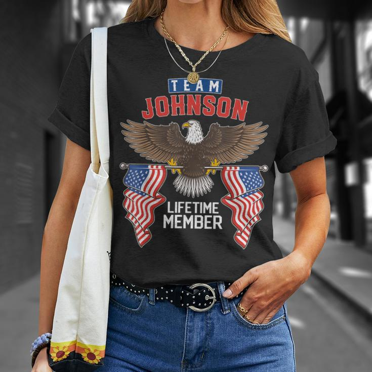 Team Johnson Lifetime Member Us Flag T-Shirt Gifts for Her
