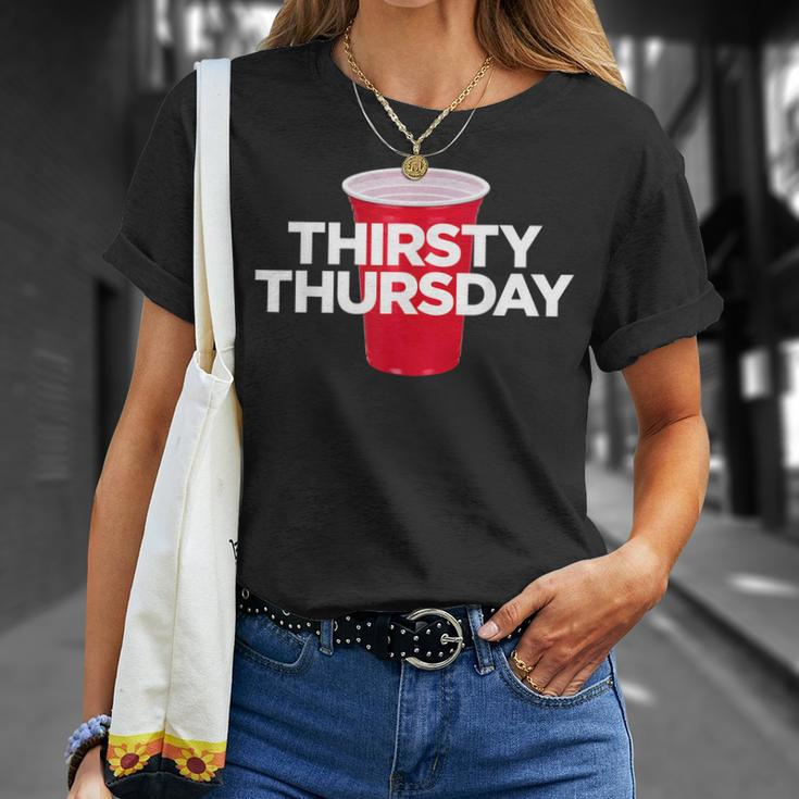 Thirsty Thursday Plastic Red Cup Alcohol Party Mens Womens Unisex T-Shirt Gifts for Her