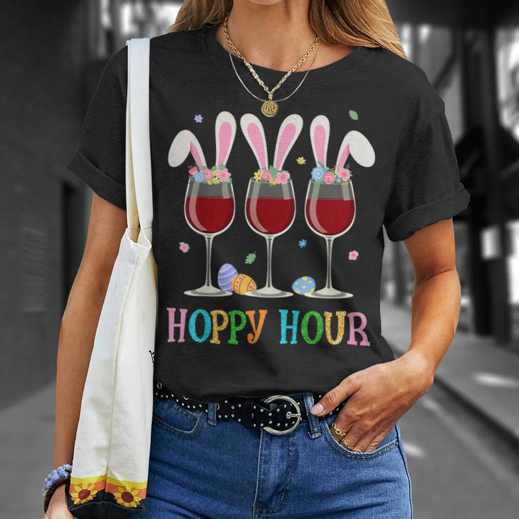 Three Wine Glasses Easter Drinking Bunny Ears Drink Up Women Unisex T-Shirt Gifts for Her