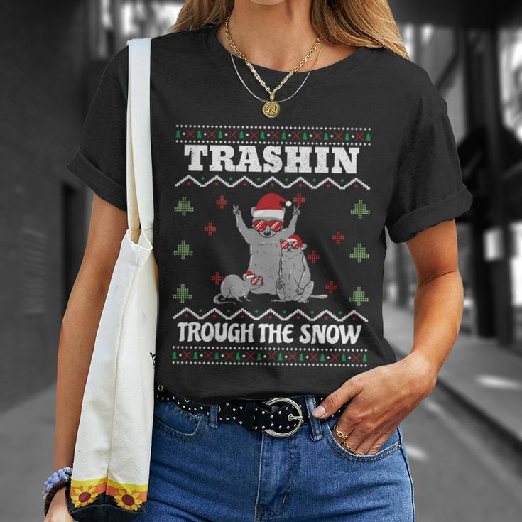 Trashin Through The Snow Raccoon Rat Ugly Christmas Cute Gift Unisex T-Shirt Gifts for Her