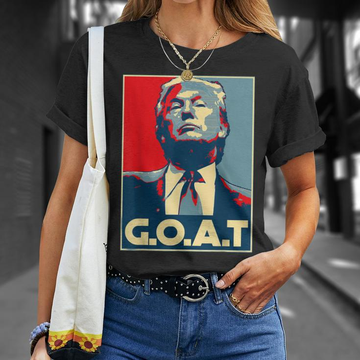 Trump Goat Middle Finger Election 2024 Republican Poster Unisex T-Shirt Gifts for Her