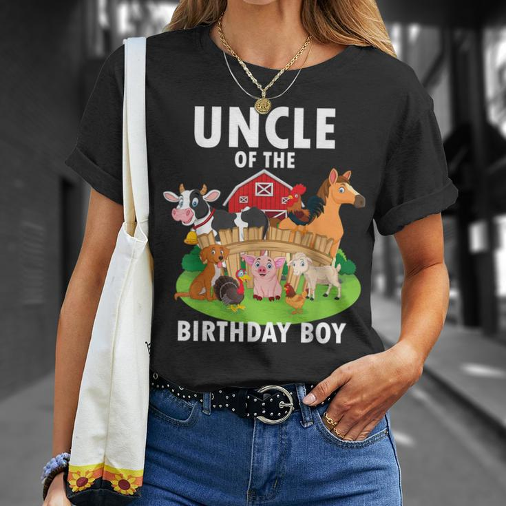 Uncle Of The Birthday Boy Farm Animals Matching Farm Theme Gift For Mens Unisex T-Shirt Gifts for Her
